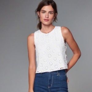 Abercrombie Lace Crochet eyelet BLACK/NAVY top